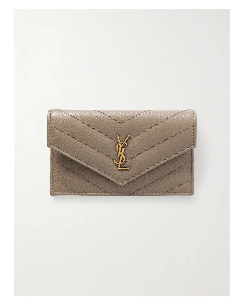Saint Laurent Cassandre Portemonnaie Aus Matelassé-leder - Grau Grau