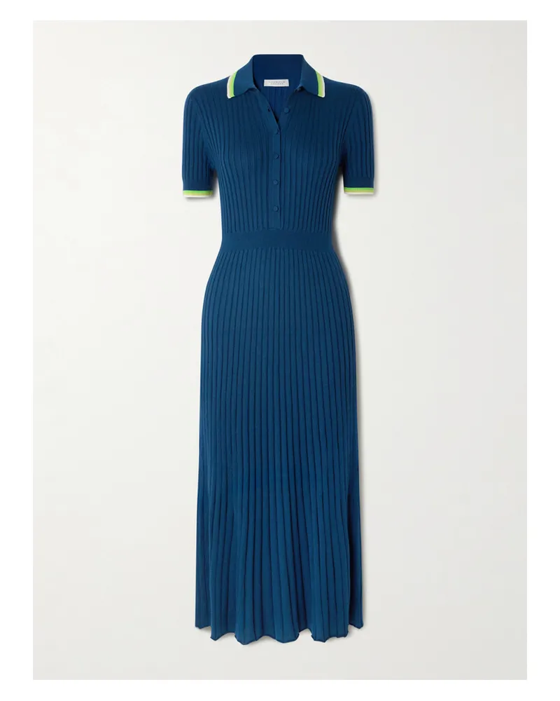Gabriela Hearst Eyot Midikleid Aus Einer Gerippten Kaschmir-seidenmischung - Blau Blau