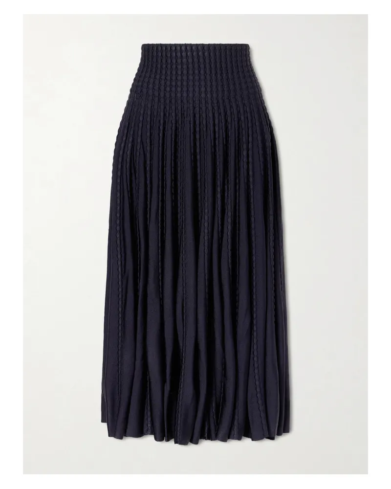 Alaïa Textured Knitted Midi Skirt - Blue Blue