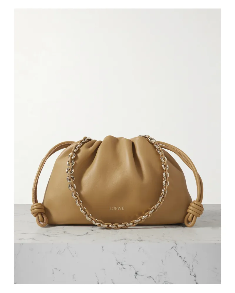Loewe Flamenco Leather Clutch - Neutrals Neutrals