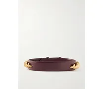 Embellished Leather Waist Belt - Burgundy