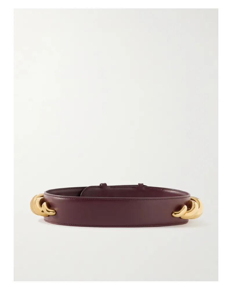 Alaïa Embellished Leather Waist Belt - Burgundy Burgundy