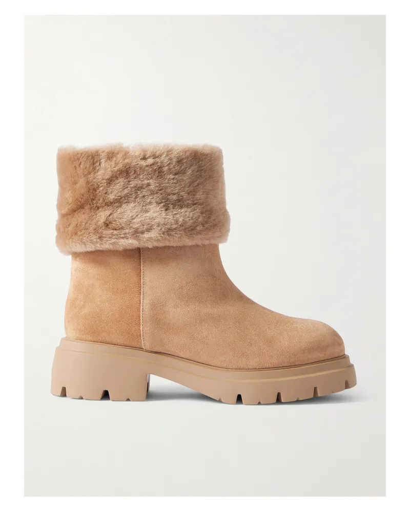 Stuart Weitzman Hudson Shearling Ankle Boots - Brown Brown