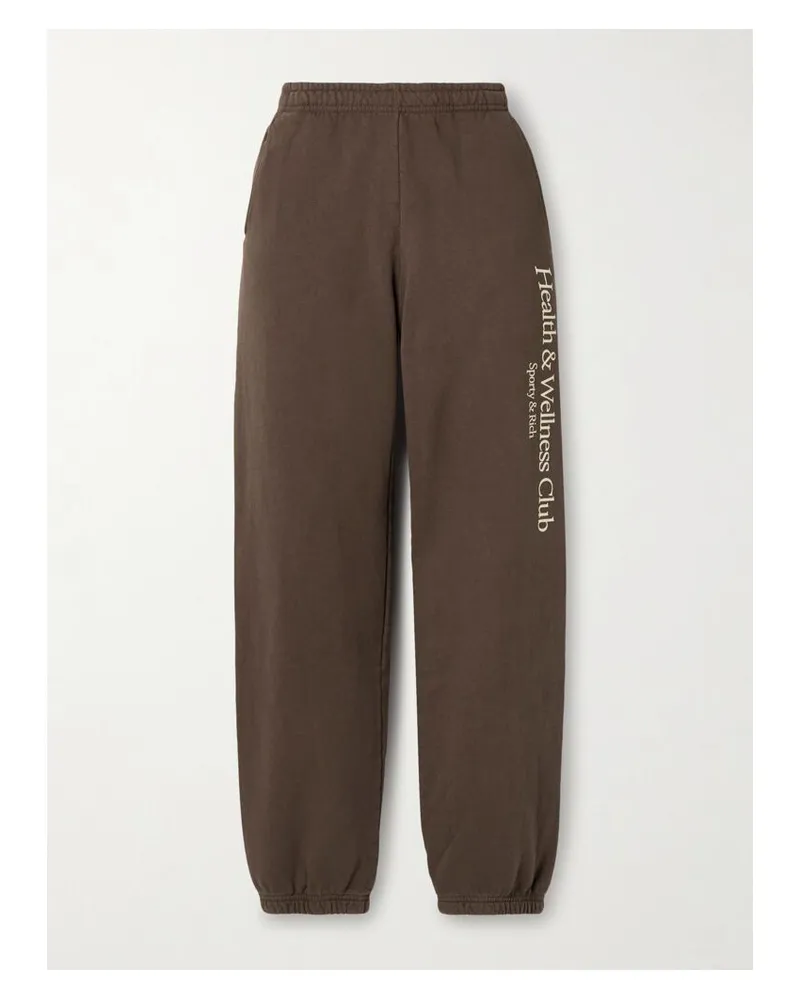 SPORTY & RICH Jogginghose Aus Baumwoll-jersey Mit Print - Braun Braun