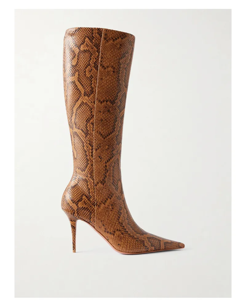 Amina Muaddi Barbara Snake-effect Knee Boots - Animal Print Animal