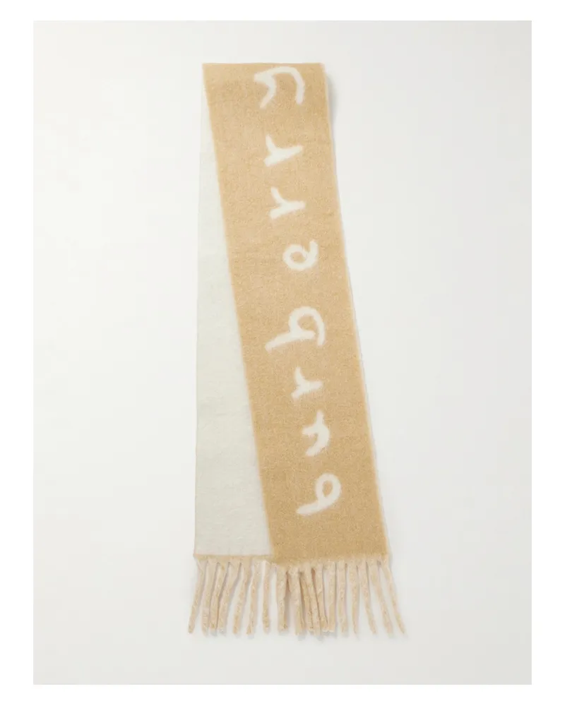 Burberry Wendbarer Schal Aus Einer Alpakawollmischung In Jacquard-strick Mit Fransen - Neutral Neutral