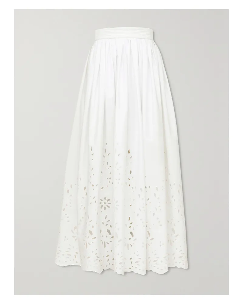 Chloé Rock Aus Baumwollpopeline Mit Lochstickerei - Weiß Weiß