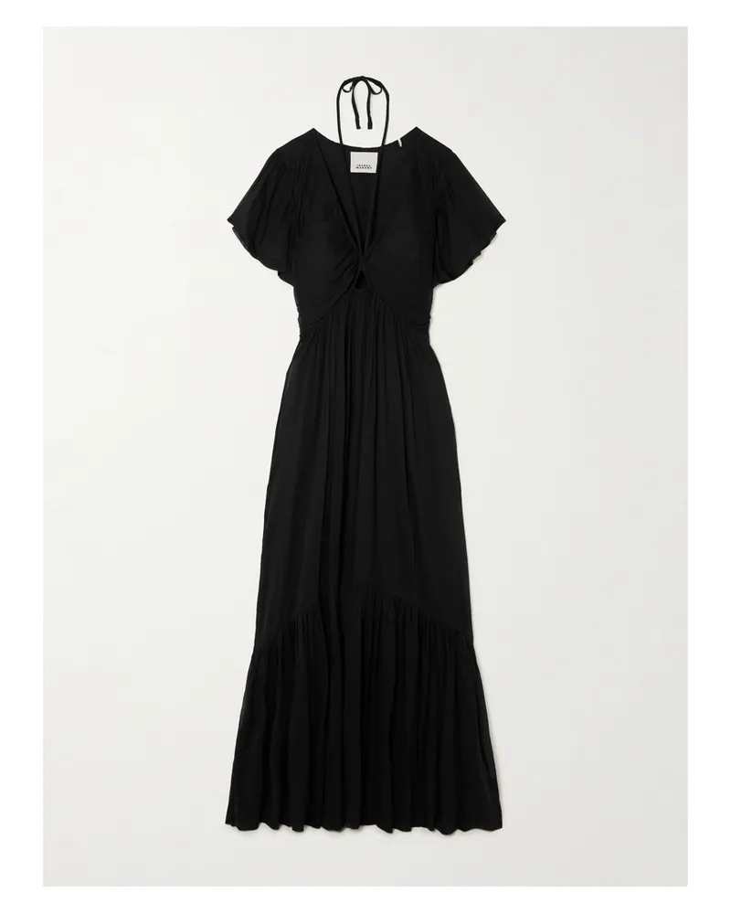 Isabel Marant Agathe Maxikleid Aus Krepon Aus Einer Baumwoll-seidenmischung - Schwarz Schwarz