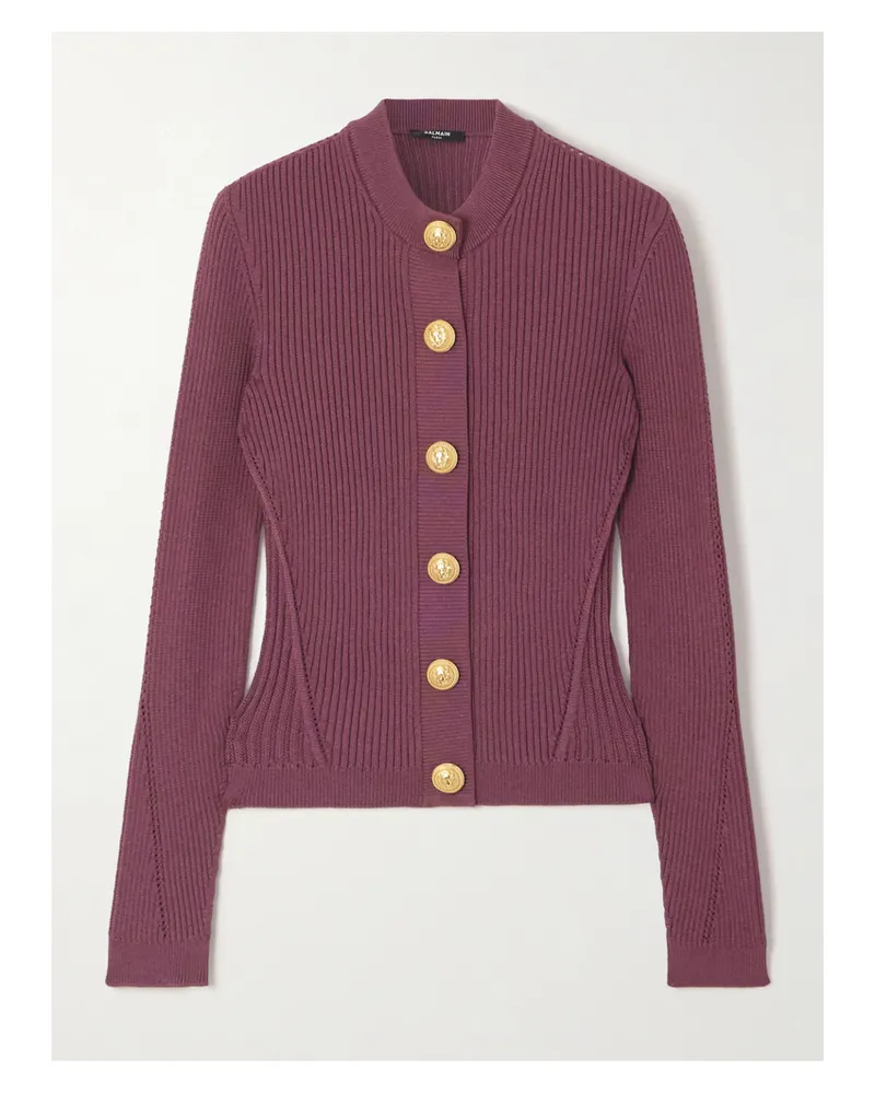 Balmain Cardigan Aus Rippstrick - Burgunder Burgunder