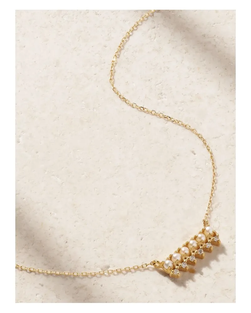 MATEO The Little Things Kette Aus 14 Karat Gold Mit Diamanten Und Perlen Gold