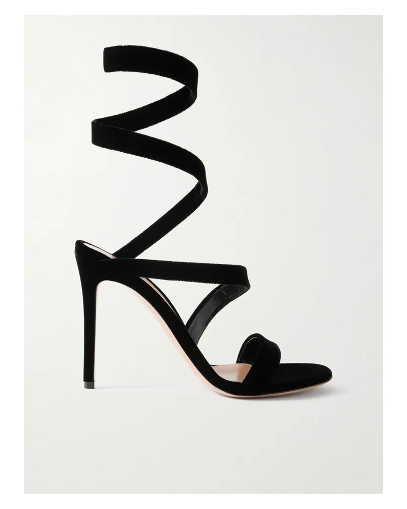 Gianvito Rossi Opera Velvet Sandals - Black Black