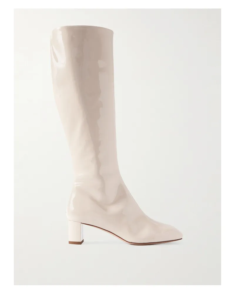 aeyde Marty Kniehohe Stiefel Aus Lackleder - Creme Creme