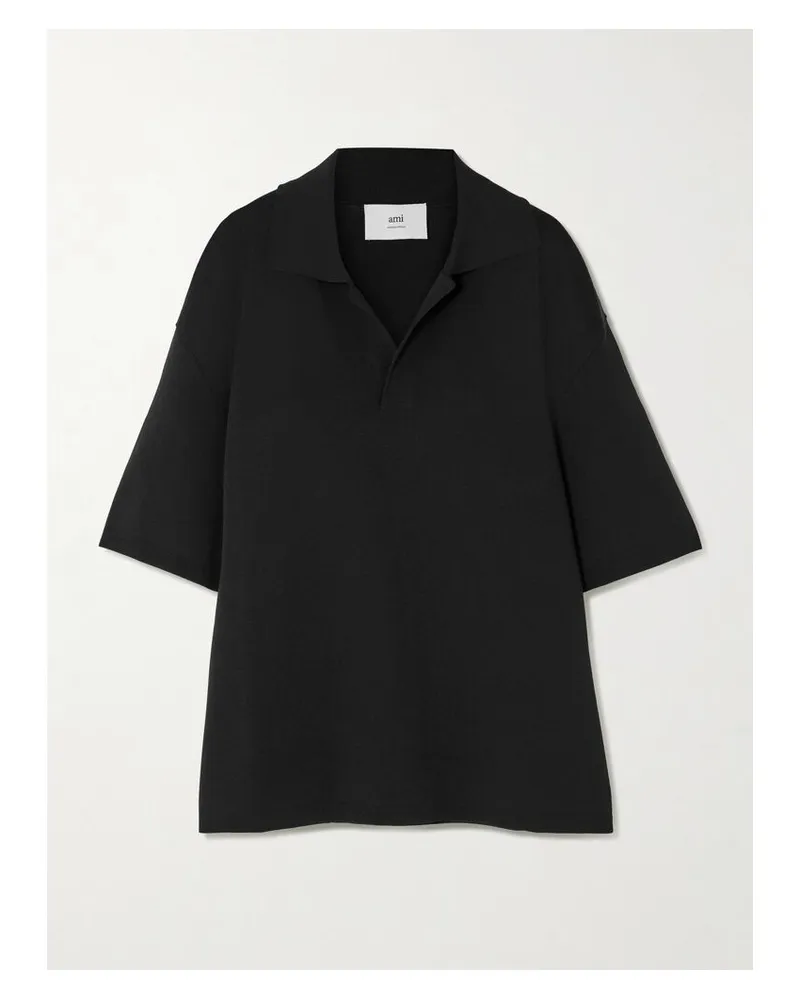 AMI Paris Polohemd Aus Strick - Schwarz Schwarz