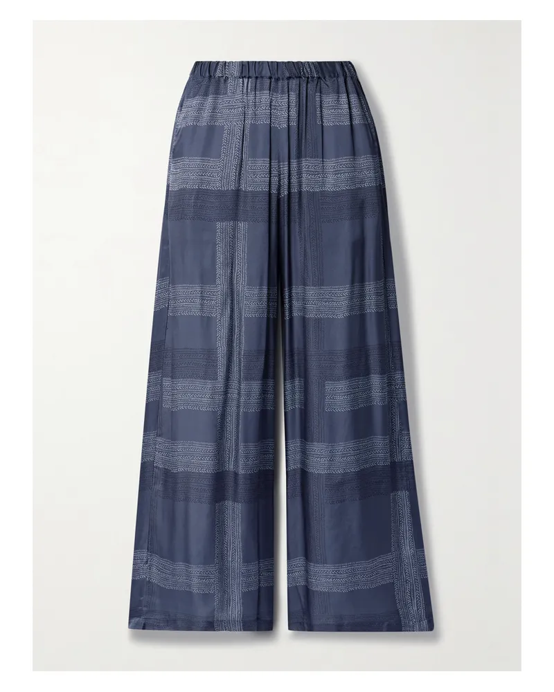 lemlem Net Sustain Desta Hose Mit Geradem Bein Aus Charmeuse Mit Streifen - Blau Blau