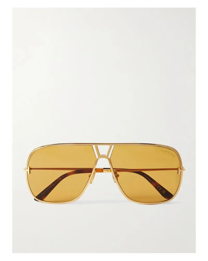 Tom Ford Stavros Goldfarbene Pilotensonnenbrille Gold