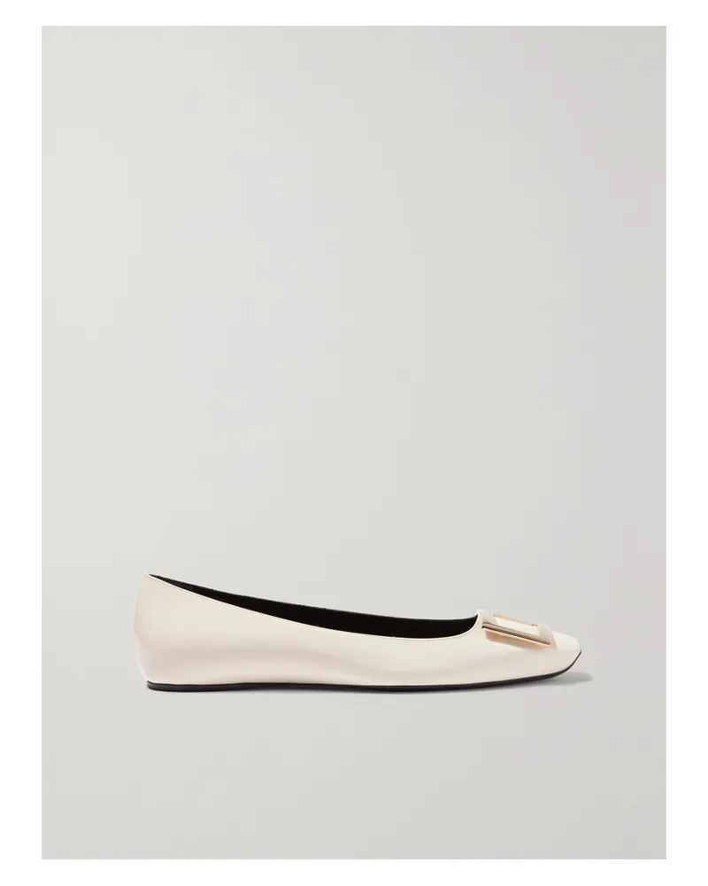 Roger Vivier Trompette Bellerine Patent-leather Ballet Flats - White White