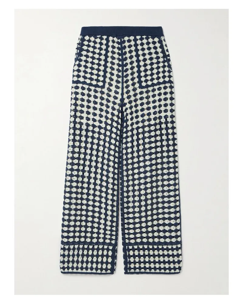 FARM Rio Hose Mit Weitem Bein Aus Einer Häkelmaterial Aus Einer Baumwollmischung - Blau Blau