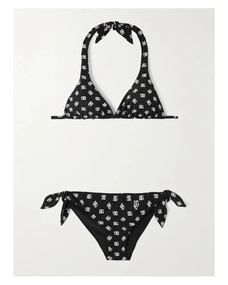Dolce & Gabbana Bikini Mit Logoprint - Schwarz Schwarz