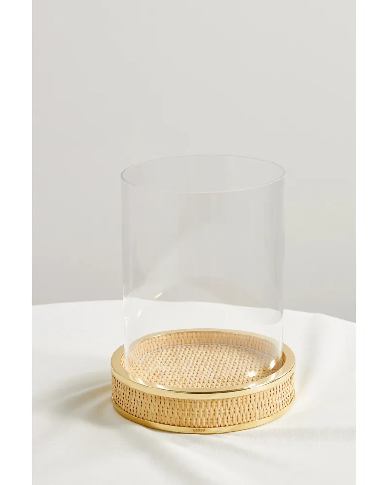 AERIN Colette Kerzenständer Aus Rohrgeflecht, Messing Und Glas - Neutral Neutral