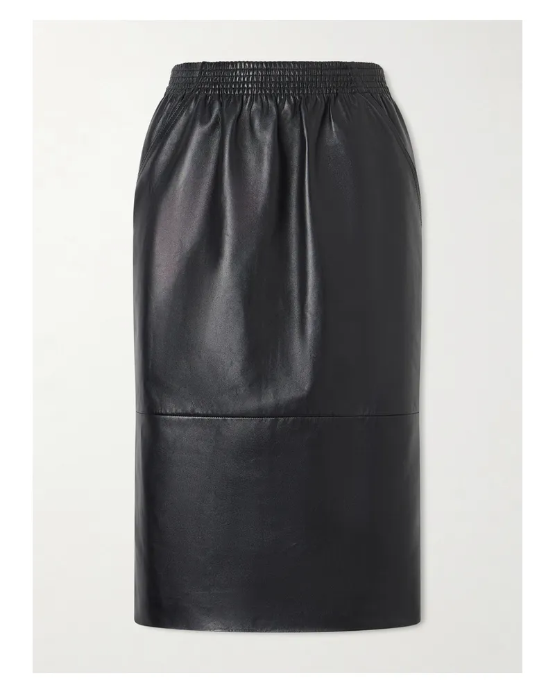 Chloé Gathered Leather Skirt - Black Black