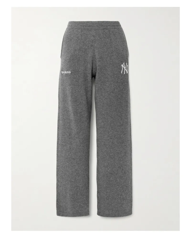 SPORTY & RICH 47 And New York Yankees Jogginghose Aus Einer Kaschmir-wollmischung Mit Stickerei - Grau Grau