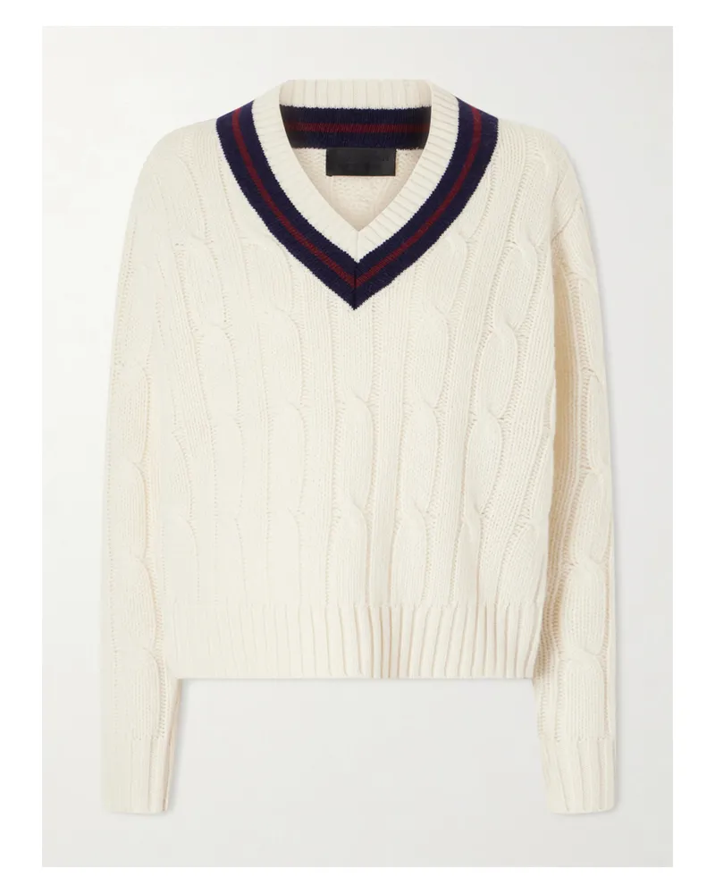 Nili Lotan Fabiana Striped Cable-knit Wool Sweater - Neutrals Neutrals