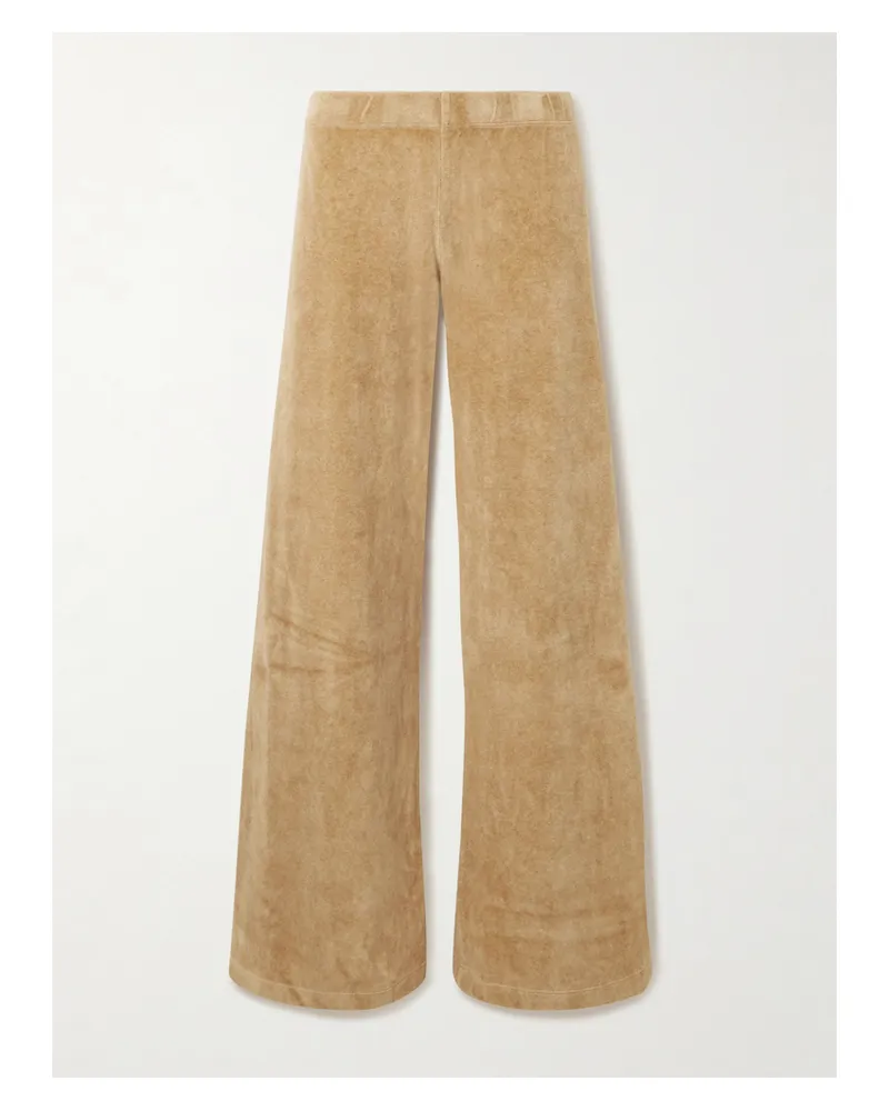 Suzie Kondi Lito Cotton-blend Velour Flared Sweatpants - Brown Brown