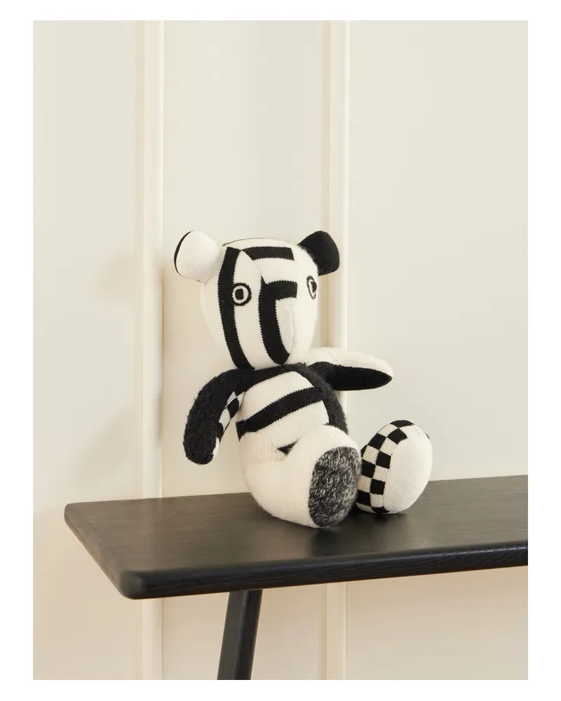 The Elder Statesman Elder Striped Cashmere Teddy Bear - Black Black