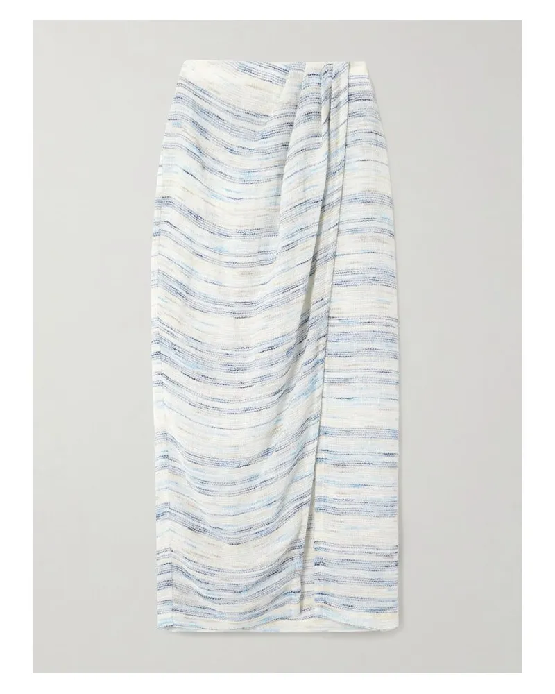 Lisa Marie Fernandez Pareo Aus Gestreifter Gaze Aus Einer Leinenmischung - Weiß Weiß