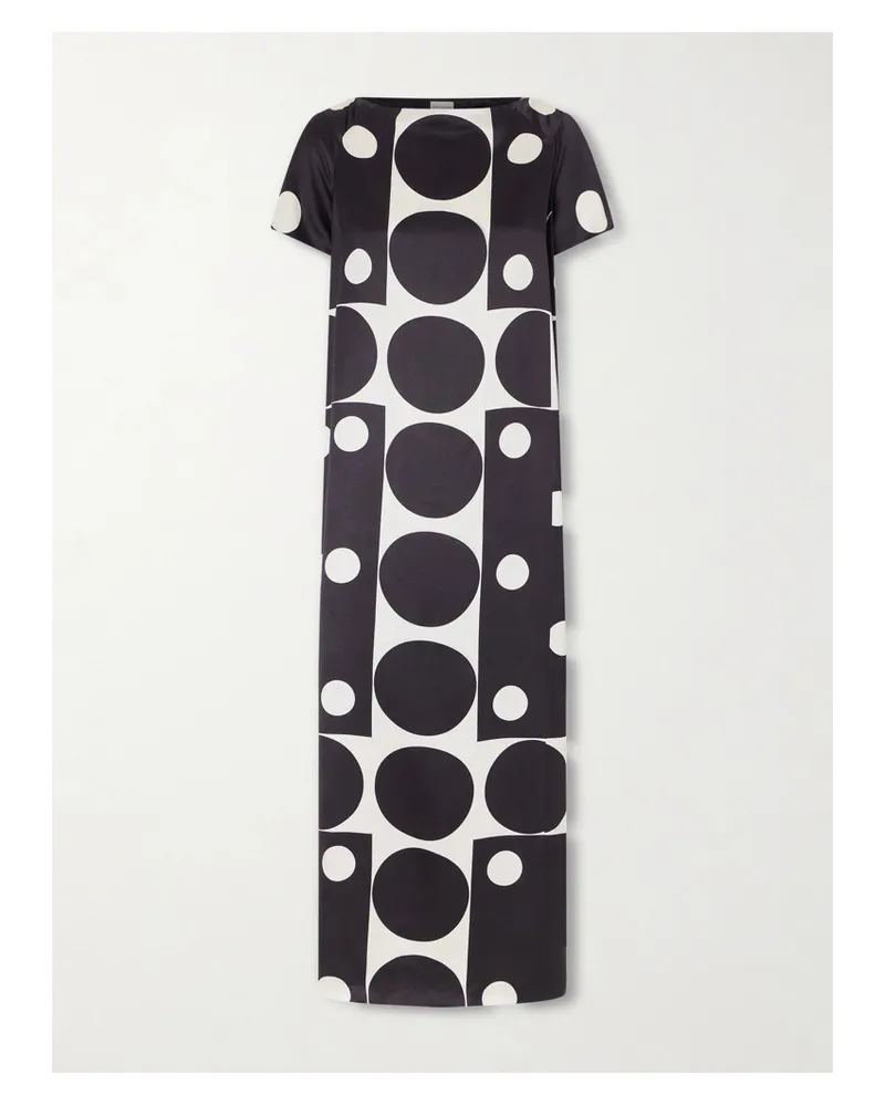 Dries van Noten Davita Printed Satin Midi Dress - Black Black