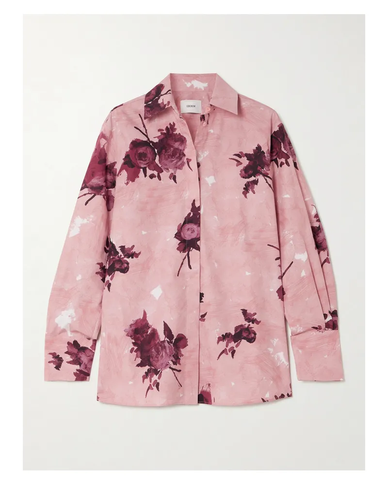 Erdem Hemd Aus Baumwollpopeline Mit Blumenprint - Pink Pink