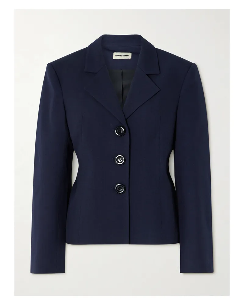 SHUSHU/TONG Blazer Aus Twill Aus Einer Woll-seidenmischung Mit Cut-out - Blau Blau