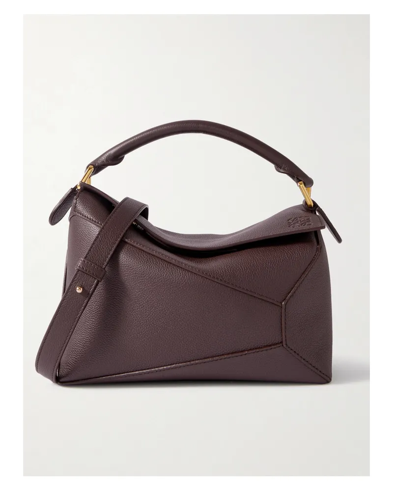 Loewe Puzzle Edge Small Textured-leather Shoulder Bag - Brown Brown