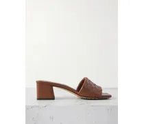 Riva Mules Aus Intrecciato-leder - Braun