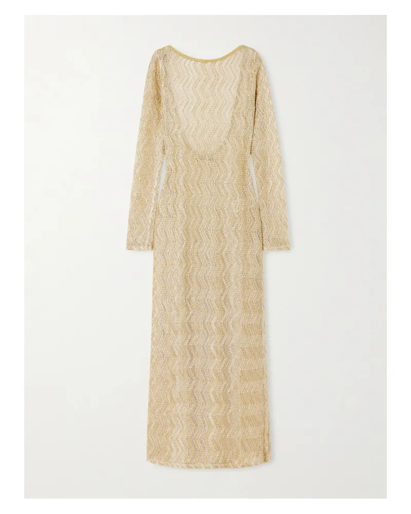 Missoni Mare Maxikleid Aus Metallic-häkelstrick Mit Rückenausschnitt - Gold Gold