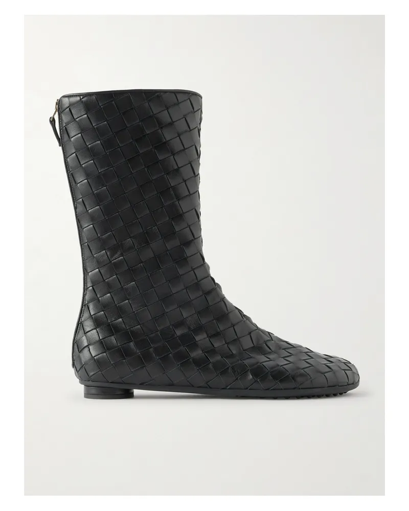 Bottega Veneta Atomic Intrecciato Leather Ankle Boots - Black Black