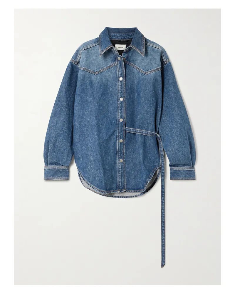 Haikure Jeanshemd Mit Bindegürtel - Blau Blau