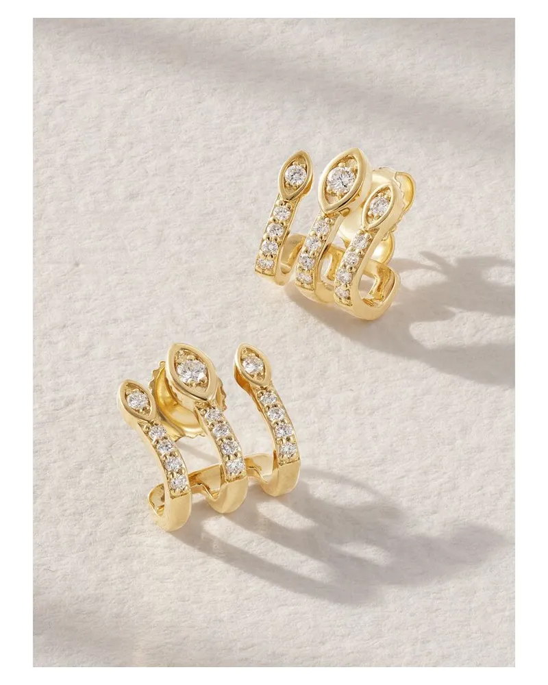 Sydney Evan Eye Triple Bar Illusion Ohrringe Aus 14 Karat Gold Mit Diamanten Gold