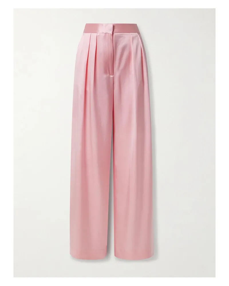 Adam Lippes Hose Mit Weitem Bein Aus Seiden-charmeuse Mit Falten - Pink Pink