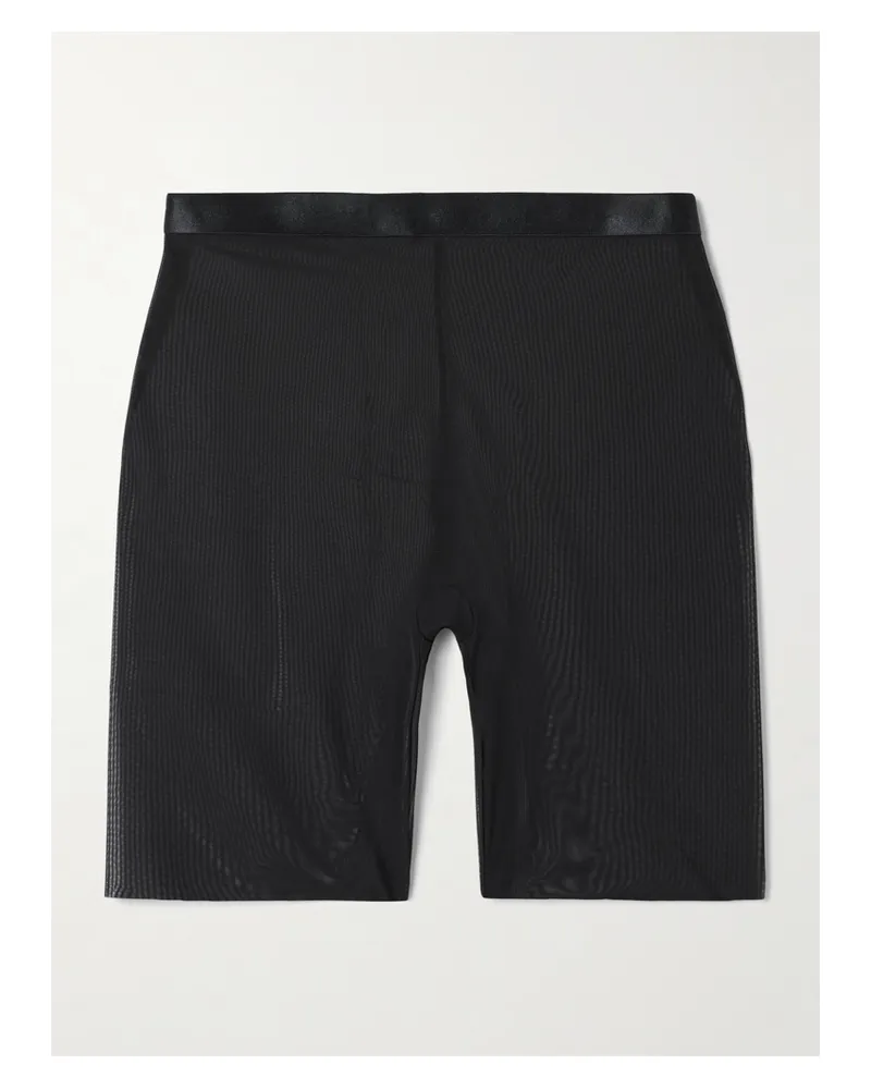 Spanx Spanxsmooth™ Gerippte Shorts Aus Stretch-mesh - Schwarz Schwarz