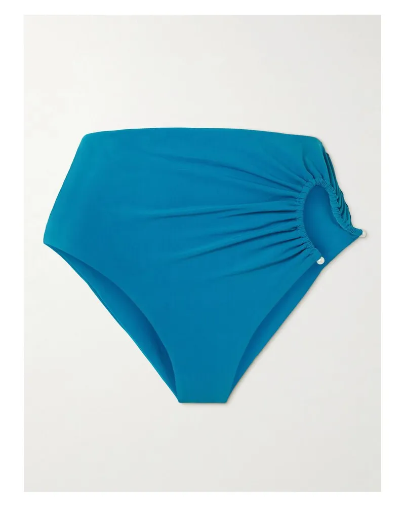 Christopher Esber Crescent Bikini-höschen Mit Cut-out, Raffungen Und Verzierungen - Blau Blau