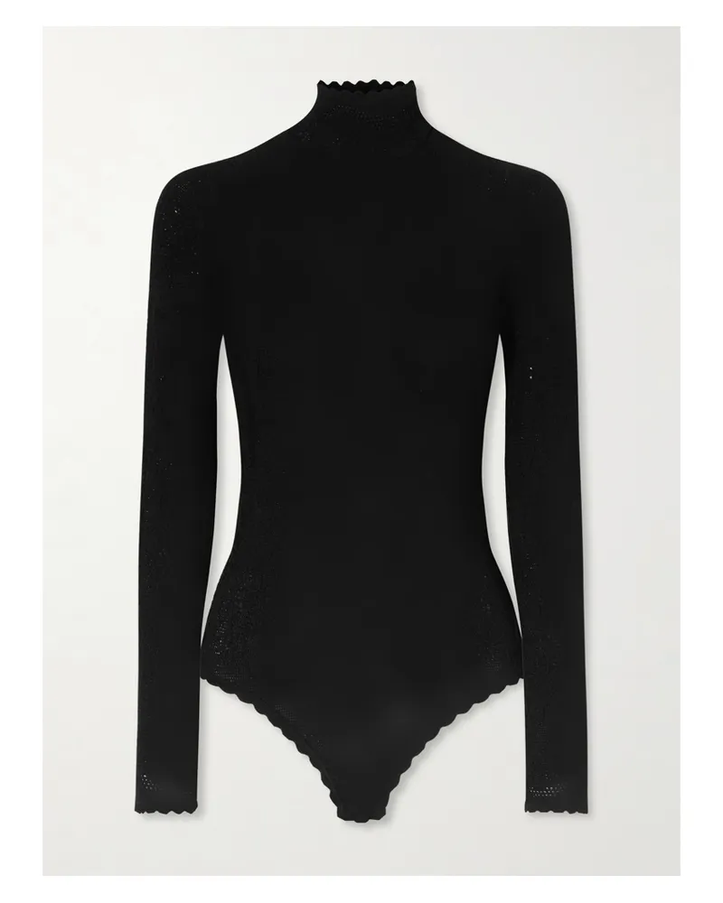 Givenchy Open-back Lace Turtleneck Bodysuit - Black Black