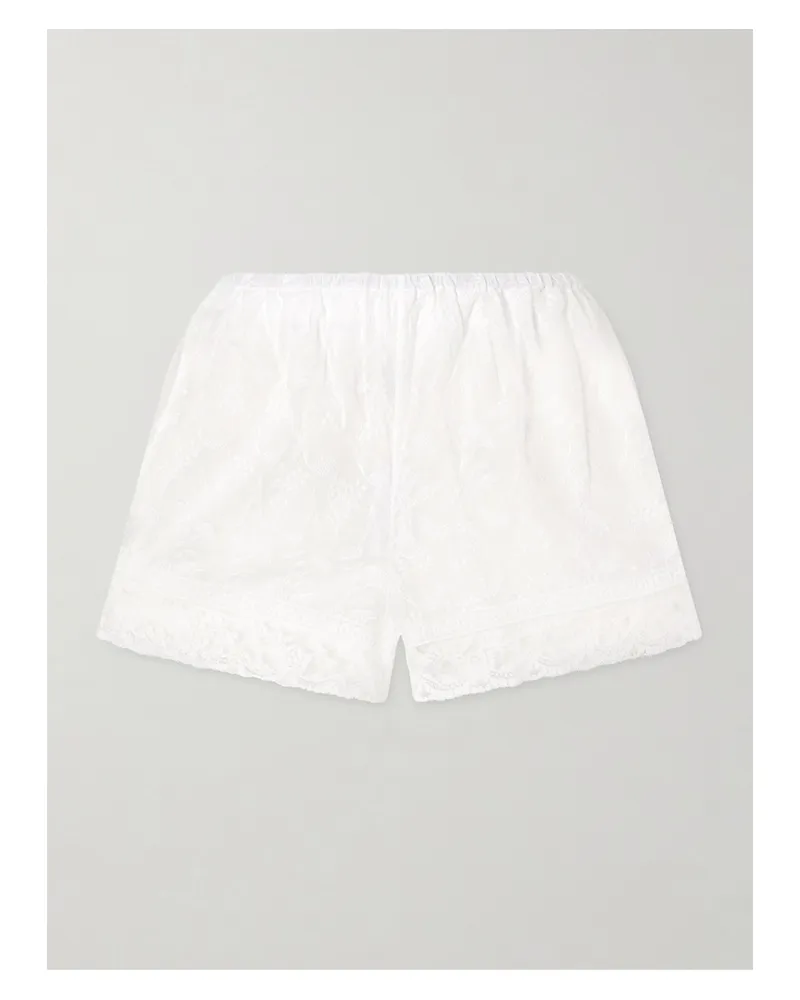 Eres Floralie Embroidered Cotton-blend Shorts - White White