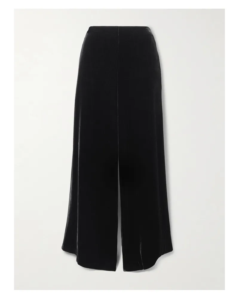 The Row Elezar Hose Mit Weitem Bein Aus Samt - Schwarz Schwarz