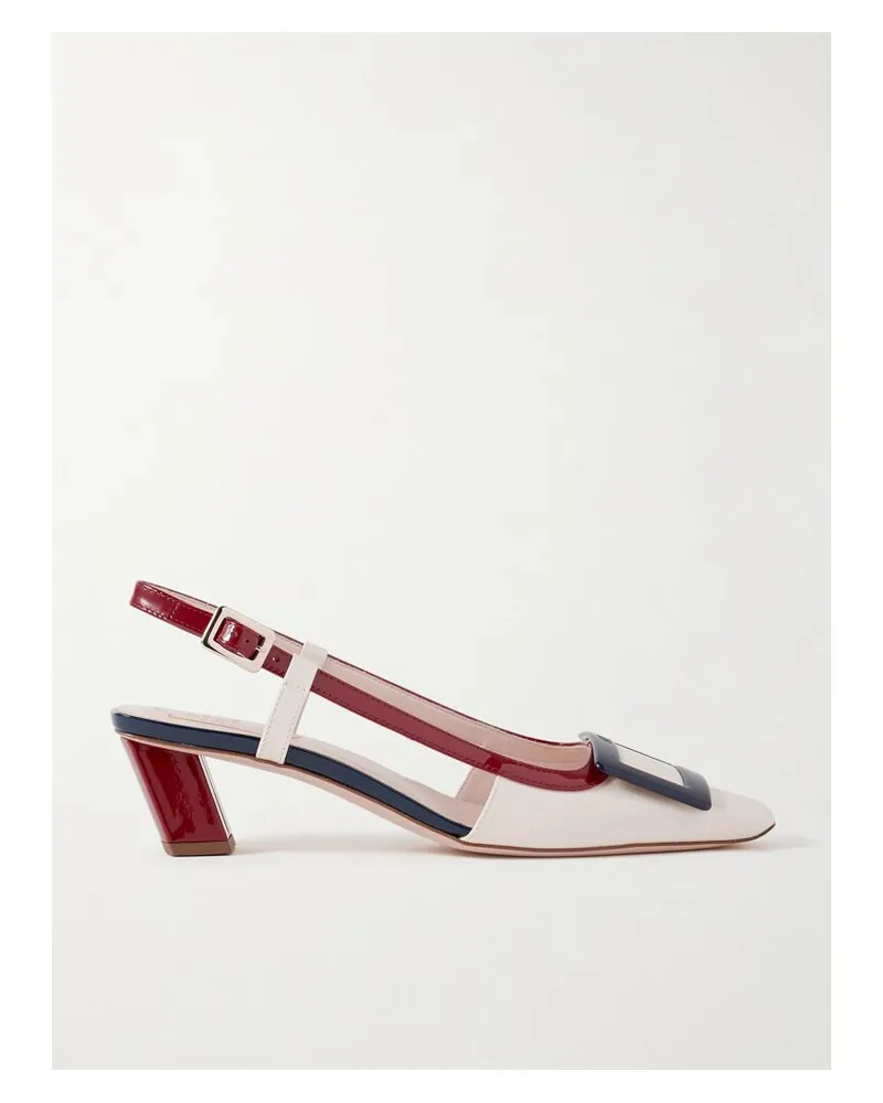 Roger Vivier Belle Vivier 45 Slingback-pumps Aus Lackleder In Colour-block-optik - Neutral Neutral