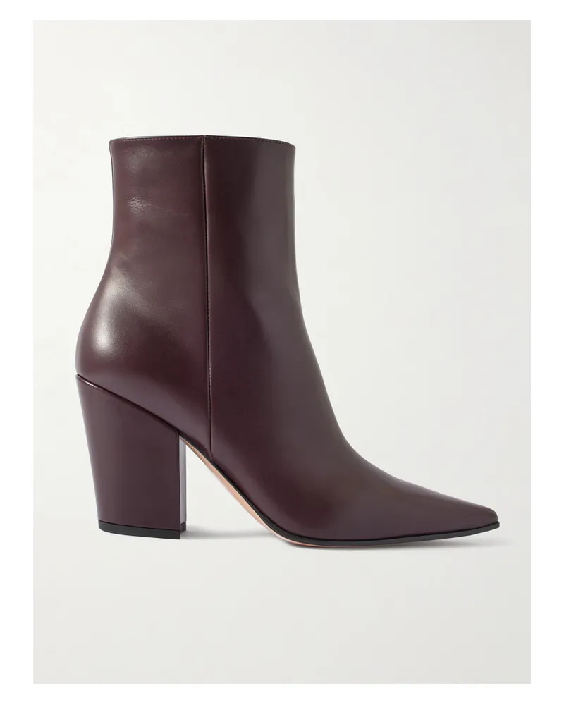 Gianvito Rossi Keinna 85 Leather Ankle Boots - Burgundy Burgundy