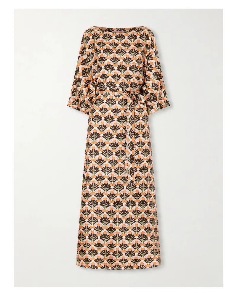 La DoubleJ Muumuu Midikleid Aus Seiden-twill - Orange Orange