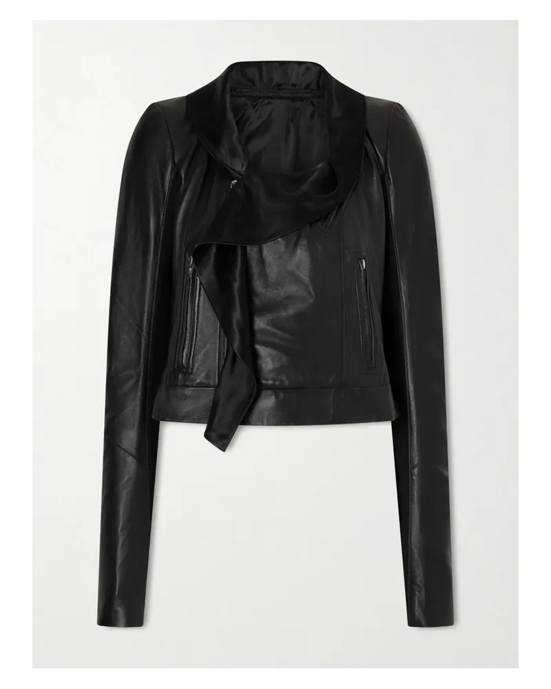 Rick Owens Satin Twill-trimmed Leather Jacket - Black Black