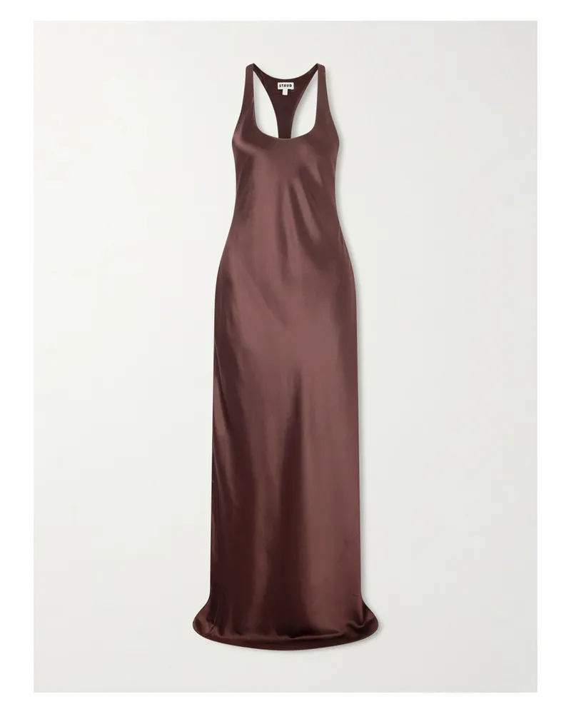 STAUD Juanita Satin Maxi Dress - Brown Brown