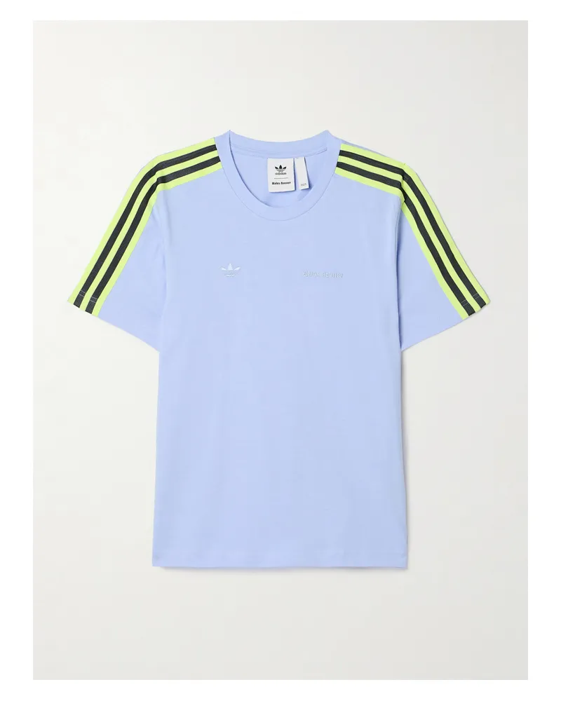 adidas Wales Bonner T-shirt Aus Biobaumwoll-jersey Mit Besätzen Aus Webband - Blau Blau